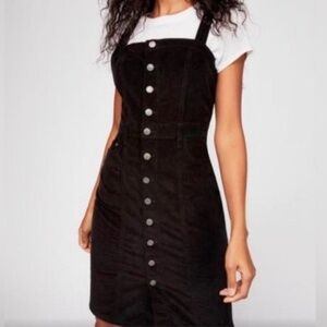 Free People Corduroy Button Up Mini Jumper Dress Black Size 6
